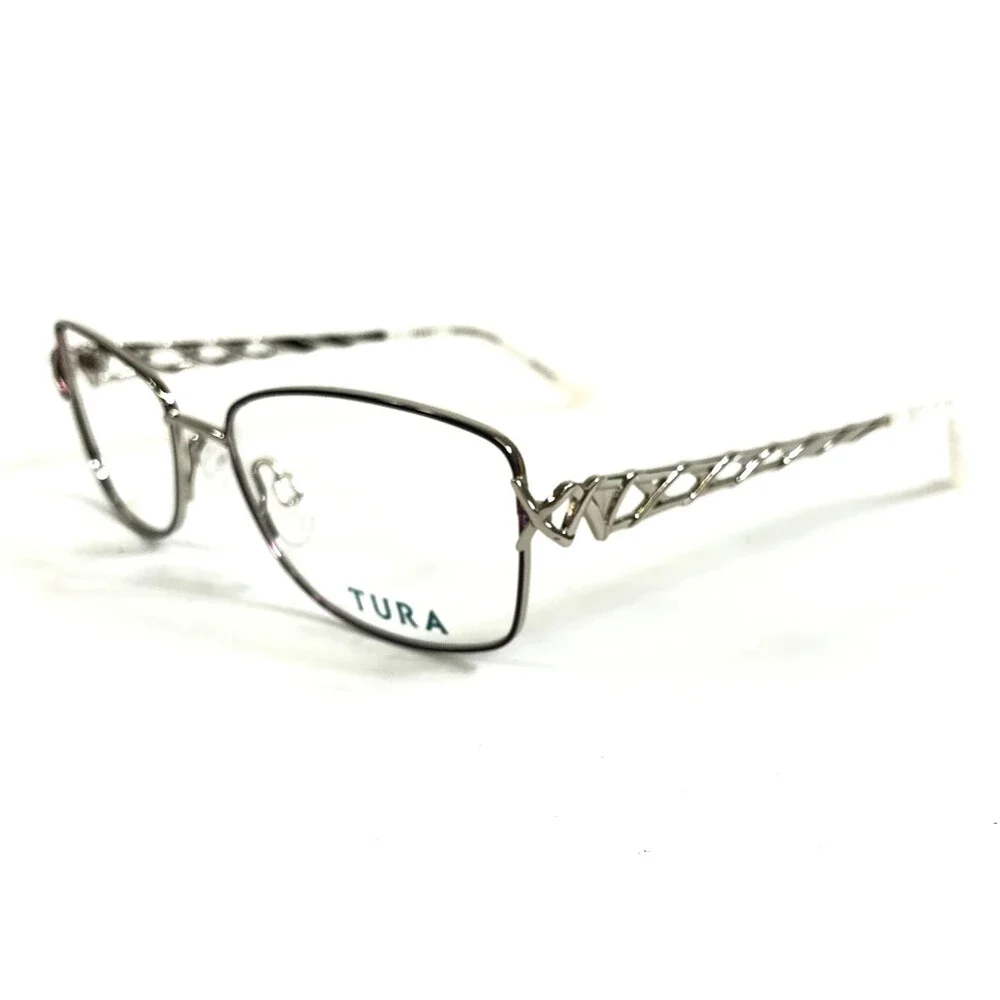 Tura Eyeglasses Frames R235 LIL Lilac Silver Cat Eye Wire Rim 55-17-140